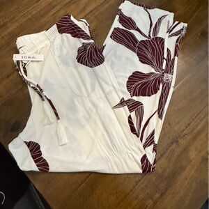 Soma Cool Nights Cropped Pajama Pants Harvest Floral, NWT, Size L